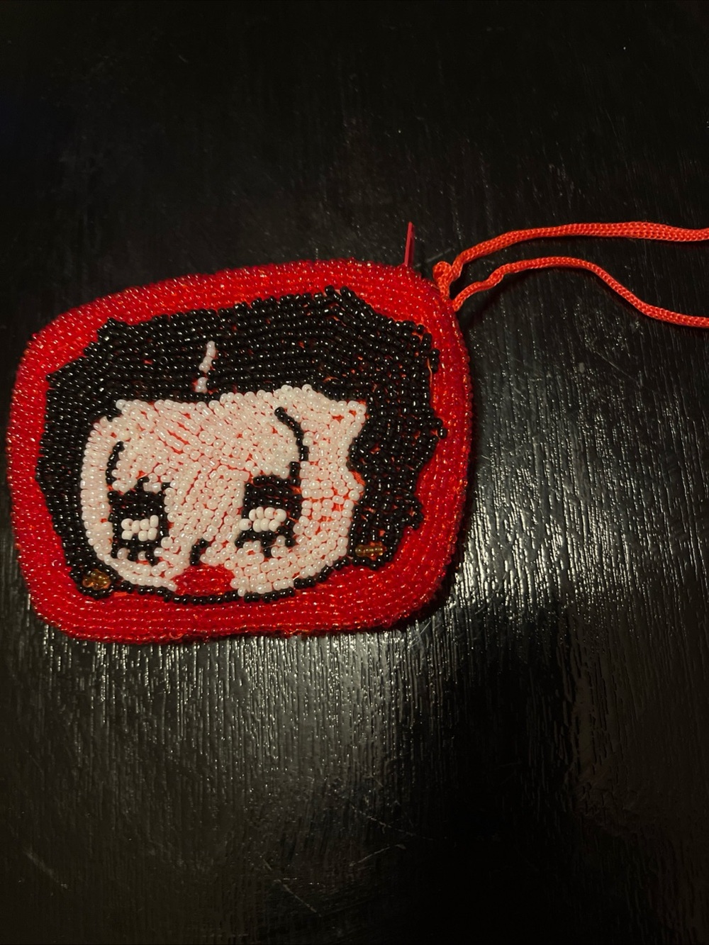 Hand-Beaded Red Character Key & Card Holder Wristlet